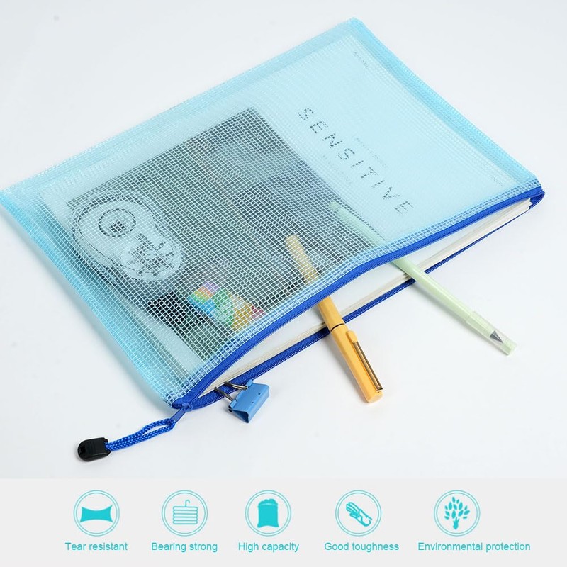 Vicloon Document Bag B5, 10 Pieces Zip Bag, Colourful Waterproof