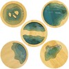 Round Ocean Wave Epoxy Resin and Bamboo Coaster Drink Mat