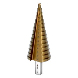 QWORK® HSS M35 Cobalt Step Drill 4-32 mm, Robust Taper Drill Bit for Stainless Steel/Iron/Aluminium/Plastic/Wood - 10 mm Triangular Shank