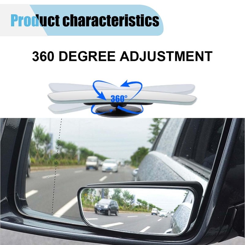2PCS Car Rearview Blind Spot Mirror, 3.7" x 1.4" HD