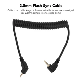Male to Male Flash PC Sync Cable, 2.5MM to Male Flash PC Sync Cable Photography Coiled Cord for Olympus Camera EM Series DSLR Cameras
