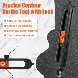 Precise Contour Scribe Tool with Lock for Pencil, Adjustable Contour Gauge Scribe Tool with 2 Pencils Woodworking Edge Corner Measuring Profile Duplicator Irregular Shape Duplicator for Craftsman