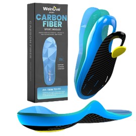 Carbon Fiber Sport Insoles with Arch Support - Welnove Shock Absorbing Performance Insoles for High Impact Sport- Energy Return,Increased Performance, Injury Protection-Not for Tight Shoes,3XL