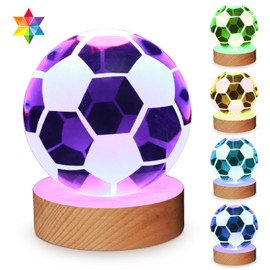 YAZJIWAN 3D Galaxy Crystal Ball Lamp,Large 3D Crystal Ball Lamp, Soccer Ball Model Night Light 7 Color Change Bedroom Decor Lamp,Christmas Gifts Birthday Gift for Boys, Girls