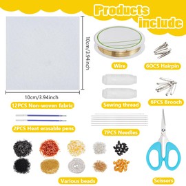 INFUNLY 6Sets Bee Handmade Beaded Rhinestone Patches Kit Sew on Crystal Bee Appliques Decorative Patches Sewing Accessories for Clothes Bag Pants Shoes Hats DIY Projects with Instructions