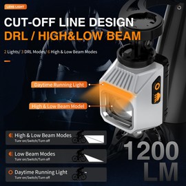 JJZOUEN Bike Headlight, Bike Headlight for Night Riding, Super Bright LED Bike Light, 1200LM Front Bicycle Lights, 20h Battery Life, USB-C Rechargeable, 9 Modes, IPX6 Waterproof for Road MTB E-Bike