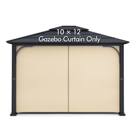 Gazebo Universal Replacement Privacy Curtain - Wonwon Privacy Panel Canopy Side Wall with Zipper for Outdoor Gazebo (Beige, 10x12)