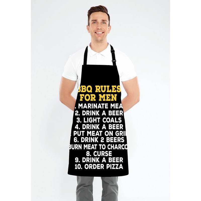 Lefolen Barbeque Rules For Men BBQ Cooking Funny Novelty Apron