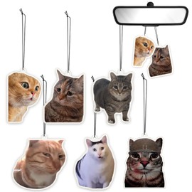 6Pcs Funny Car Air Freshener for Women Girls Men Cute Freshener Ornaments Cat Meme Funny Car Hanging Accessories