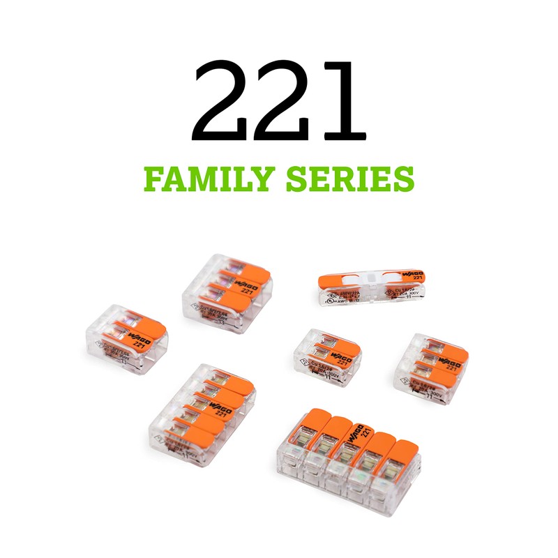 WAGO 221-412 Lever-Nuts - 2-Conductor Compact Splicing Connectors (Pack of