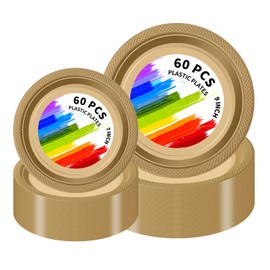 120 PCS Gold Plastic Plates, Disposable Plates for Party Heavy Duty Plastic Dinnerware Sets, Include 7" Dessert and 9" Dinner Plates for Wedding Easter Picnic BBQ (Gold, 7"+9")