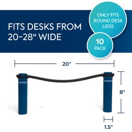 Bouncyband Original Bouncy Bands for Student Desks –Desk Bands for 20” to 28” Wide Desk Legs with 1.5” Diameter Support Pipes – Silent Sensory Tool Increases Focus & Relieves Stress