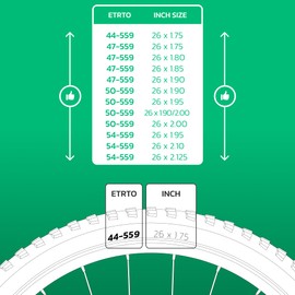 Bicycle Inner Tube 26 x 1.75 > 2.125 (ETRTO 44/54-559) x2 - Schrader Valve 40 mm - Compatible with Mountain Bikes/City Bikes 26 Inch - High Resistance and Elasticity MOOVMOOV