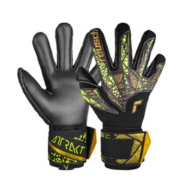 Reusch Attrakt Duo Finger Support Goalkeeper Gloves, Black/Gold/Yellow, Size 8