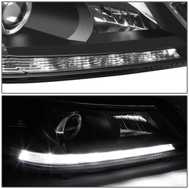 Auto Dynasty Headlight Lamp Compatible with Honda Accod 4-Door EX-L V6 13-15, HO2503151, OE Style Driver/Left Side LED DRL Projector, Black Housing Amber Corner