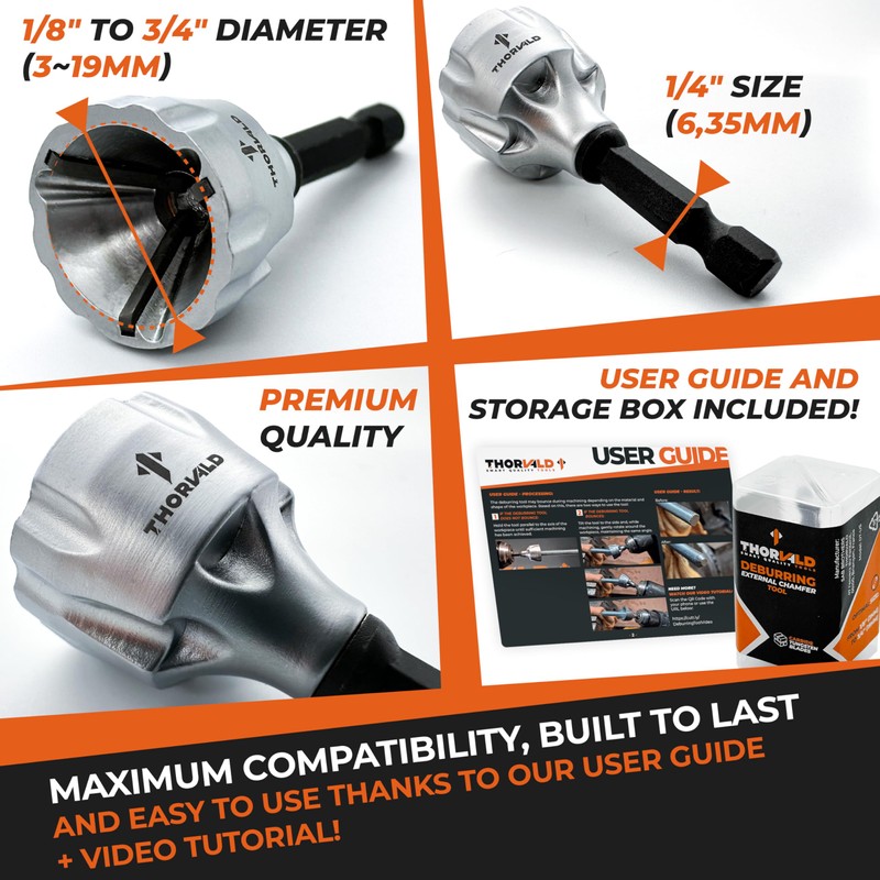 THORVALD Deburring External Chamfer Tool with Tungsten Carbide Blade -
