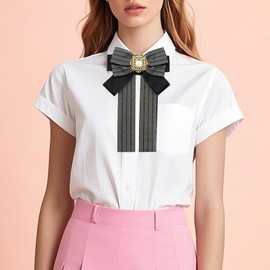 GHTIYLP Bow Ties for Women Pre-tied Womens Bow Tie, Pink/Black/Red Rhinestone Bowtie for Women Girls Uniforms Shirts Suits (Black-Adjustable Strap)