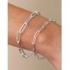 Silver Bracelet for Women 5mm Diamond-Cut Paperclip Chain Bracelet for