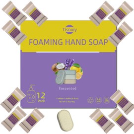 Tisnxiy Foaming Hand Soap Tablet Refills - 12 Count- 96 fl oz total (12x 8 fl oz) - Eco-Friendly Foaming Hand Soap Refill - Gentle on Hands, Kind to Earth - Unscented
