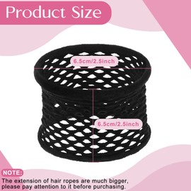 Chuangdi 20 Pieces Large Cotton Hair Ties Thick Hollow Cotton Stretch Ponytail Ties Netted Sport Elastics Scrunchies for Thick Heavy Curly Hair(Black)