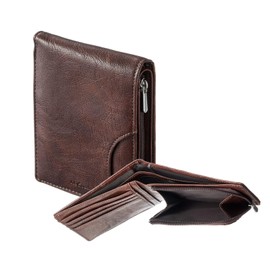 JIL GORDON Men's Bi-Fold Wallet, Popular, Large Capacity, Ultra Lightweight, Double Fold, Card Case, Coin Purse, For Men and Gentlemen, Simple Packaging, tea