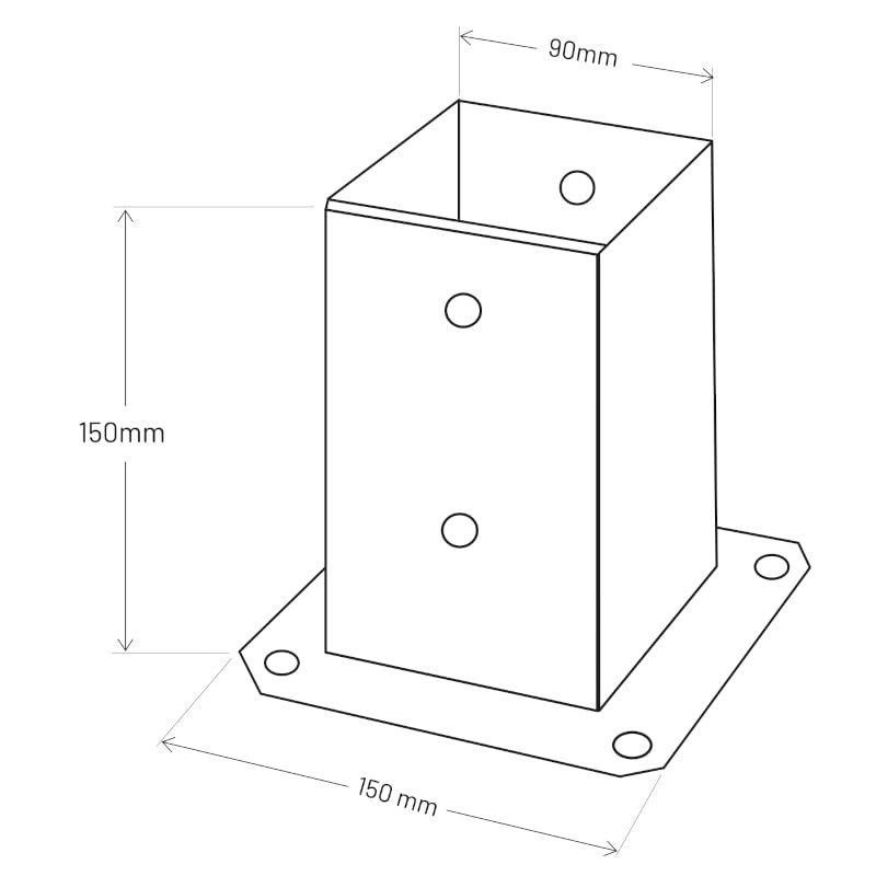 Post Support Base 90mm x 90mm Galvanised Steel Post Holder