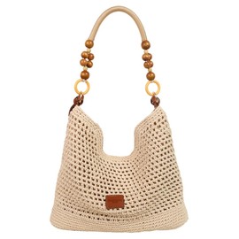 Bohemia Straw Beach Bag Women Macrame Shoulder Tote Bag Crossbody Purse Travel Beach Bag Summer Top-handle Hobo Bags 2025, Brown, Small
