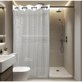 EVA 8G Bathroom Shower Curtain Liner, 72x74 Inch 3D Frosted Heavy Duty Waterproof Shower Curtain Liner Thick Plastic Shower Curtains No Hooks