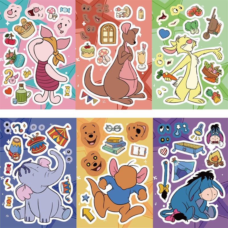 24 Sheets Make a Face Winnie Pooh Bear Stickers for