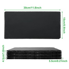 6 Pack 12x6 Inch Large Slate Cheese Board, Natural Stone Serving Plates, Black Charcuterie Board Cutting Board, Gourmet Serving Platter Tray for Cheese Sushi Pastry Bread Snack Meat Pastry