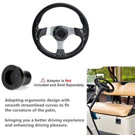 Golf Cart Steering Wheel,Universal Modified Golf Cart Skid Steering Wheel,for Club Car EZGO RXV and TXT, Yamaha, Precedent Tempo (Blackkgrid)