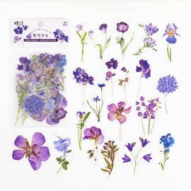 Barlone Scrapbooking Stickers Flowers, 40 Sheets PET Purple Stickers Flowers, Stickers for Photo Album, Bookish Stickers, Scrapbook Accessories, Bullet Journal Accessories, Stickers Aesthetic for DIY
