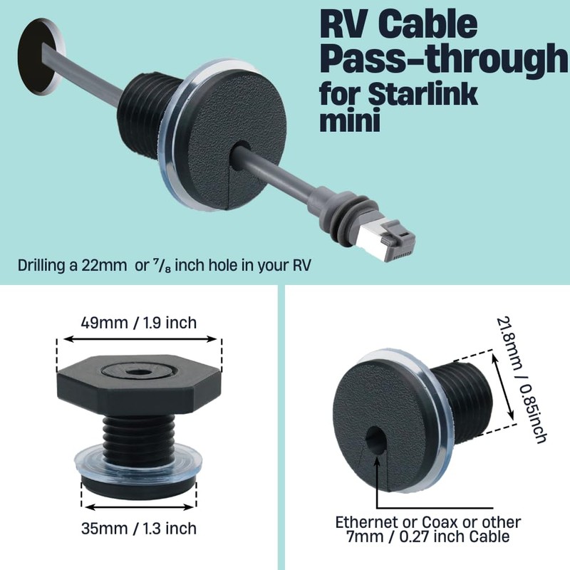Lephchiryn RV Cable Passthrough for Starlink mini, RV Cable Grommet
