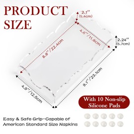 Acrylic Guest Towel Holder-Scalloped Clear Bathroom Paper Hand Towels Storage Tray, Stylish Guest Towel & Disposable Paper Holder for Hotels, Parties, Weddings, and Various Events (9x5.1x2.4 inch)