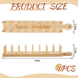 Pinkunn 4 Pcs Bamboo Taco Tray Holder Holds 8 Rack Tray Soft or Hard Shell Tacos Food Serving Stand for Tortillas Burritos Kitchen Accessory Housewarming Gift