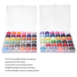 72 colores de hilo de bobina, hilo de bordar de costura DIY, con caja de bobina de plástico, accesorios para máquinas de coser, para máquinas de coser(Set)
