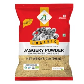 24 Mantra Organic Unbleached Jaggery Powder 2 Pound, Healthy Sugar Substitute, Unrefined & Unadulterated | Grown Without Pesticides & Fertilizers