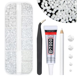 qiipii Pure White Resin Rhinestones w B7000 Jewelry Glue for Bedazzling Crafting 2mm 3mm 4mm 5mm 6mm Flatback Jelly Stones Diamonds Gems Charms Supplies for Nails Face Eyes Makeup Tumblers DIY Crafts
