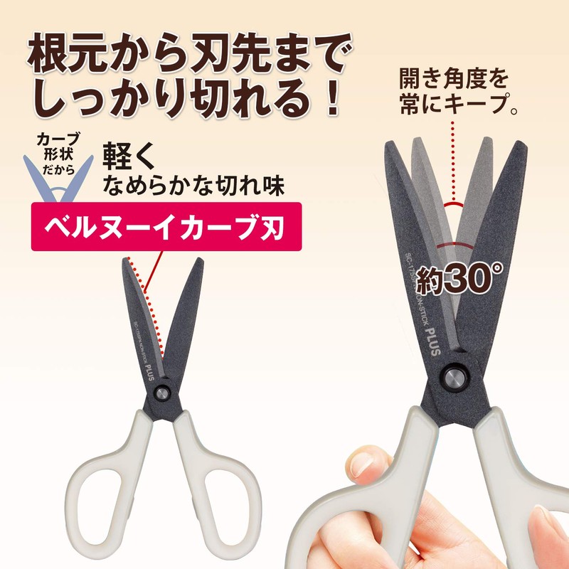 Plus Scissors SC-175SFN Fit Cut Curved Fluorine 3D Blade, White,