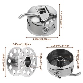 2 PCS Metal Bobbin Case and 20 Pcs Sewing Machine Bobbins Stainless Steel Bobbin Case Sewing Machine Bobbins Replacement Compatible with Front Loading 15 Class Machine