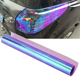 Qiilu Headlight Sticker Car Wrapping Film for Headlights, Fog Lamps, Tail Lamps, (11.8 x 39.4 inches (30 x 100 cm) - Purple)