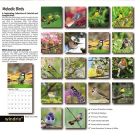 2026 Wall Calendar,Calendar 2026, July 2025 - December 2026, Wall Calendar Song Birds, 12" x 24" Opened,Full Page Months Thick & Sturdy Paper for Calendar Organizing & Planning
