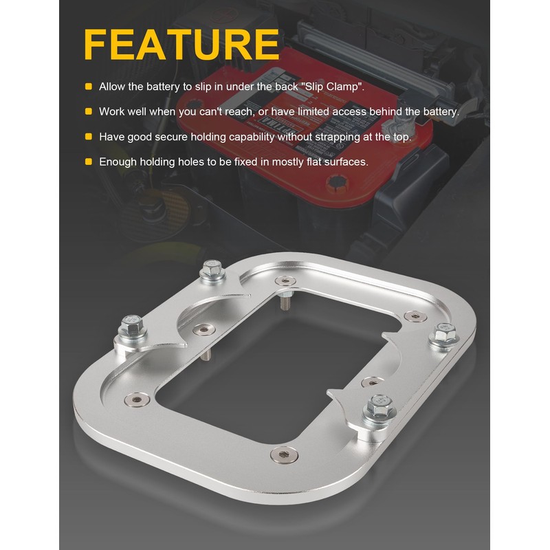Billet Aluminum Battery Tray Battery Pallet Trunk Battery Hold Down