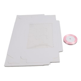 6PCS Set Cupcake Container 12 Holes Cardbord Bakery Pastry Carrier Box with Transparent Window White Cardboard