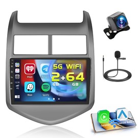 2+64GB Android Car Stereo for Chevrolet Chevy Aveo Sonic 2011-2013 Wireless Carplay Android Auto, 9 Inch Touchscreen Car Radio GPS Navi WiFi Bluetooth Backup Camera FM RDS Radio EQ SWC