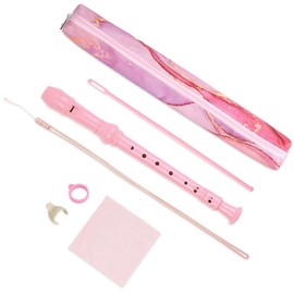 Czzmy Recorder for Children Beginners Soprano German Fingering 8-Hole Flute for Adults (Pink Splash Ink)
