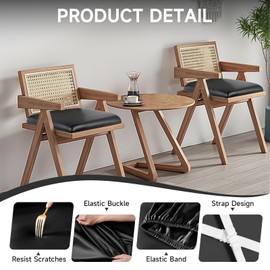 WENZMOC PU Leather Seat Covers for Dining Chairs, 4 Pack 100% Waterproof Dining Room Chair Seat Covers Stretch and Wipeable Kitchen Chair Cover Protectors (PU Black, 4 PCS)