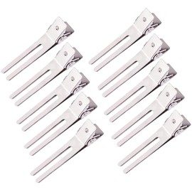 10 Pack Double Prong Pin Curl Clips, Duck Billed Hair Clips for Hairdressing Setting Section Clips, 1.8" Silver Rustproof Metal Curl Hair Clips for Hair Styling, Hair Coloring, Hair Sectioning