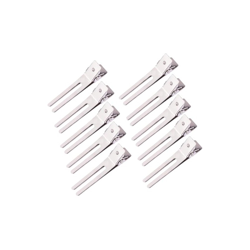10 Pack Double Prong Pin Curl Clips, Duck Billed Hair
