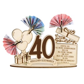 BOFUNX 40th Birthday Money Gifts for Men Women Wooden Packaging Gifts 40th Birthday Anniversary Birthday Wooden Sign Guest Book Birthday Gift 40th Birthday Gift Table Decoration